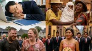 radições de outros países ilustradas em cenas realistas do Japão, Escócia, México e Madagascar